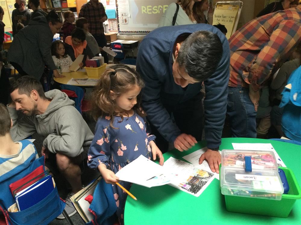 First Grade student and parent